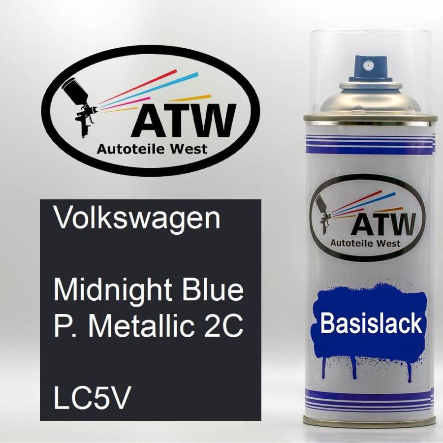 Volkswagen, Midnight Blue P. Metallic 2C, LC5V: 400ml Sprühdose, von ATW Autoteile West.